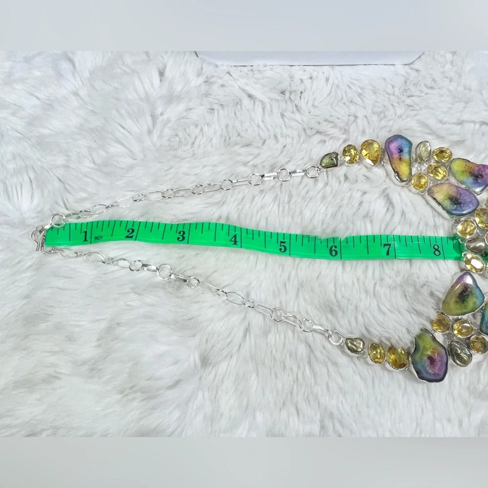 Rainbow Solar Quartz 925 Large Gemstone Necklace & Bracelet Set - Picture 4 of 8